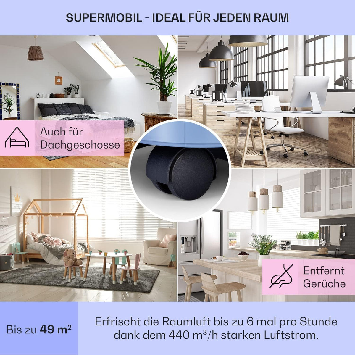 Klarstein Mobile Klimaanlage mit Abluftschlauch, 5-in-1 Klimagerät, Ventilator, Luftentfeuchter, Luftreiniger & Nachtmodus, App-Steuerung, Kleine & Portable für Wohnung & Büro, 12000 BTU