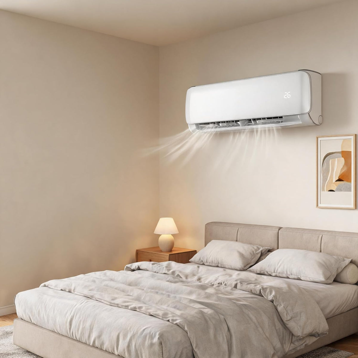 Garvee Klimaanlage Split mit App-Steuerung, 9000 BTU/h Kühlleistung (2600W), sehr leiser Betrieb, Energieeffizienz A++, inkl. Fernbedienung, Timer, Kältemittel R32, komplett mit Montagematerial, weiß