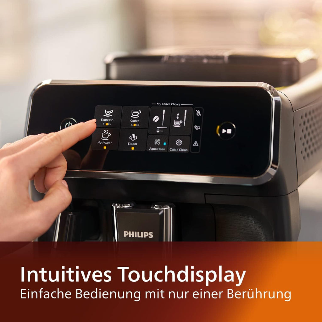 Philips Serie 2200 Kaffeevollautomat – Klassischer Milchaufschumer, Intuitives Touchdisplay, mattes Schwarz (EP2220/10)