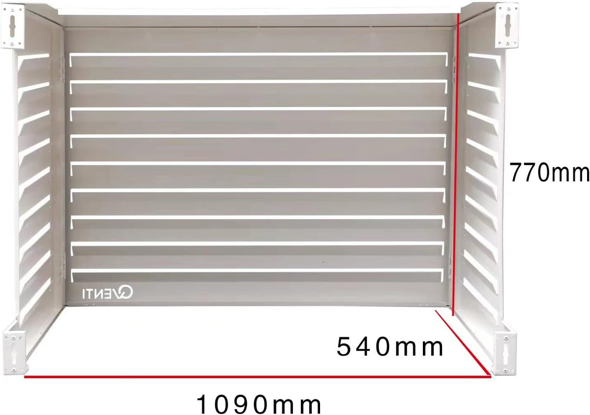 Qventi Abdeckung für Klimaanlage - Anthrazit/Grau - Aluminium - Schutzgitter - Verkleidung - Einfache Montage - Größe S - Außenmaße (LxBxH): 100 x 50 x 75 cm