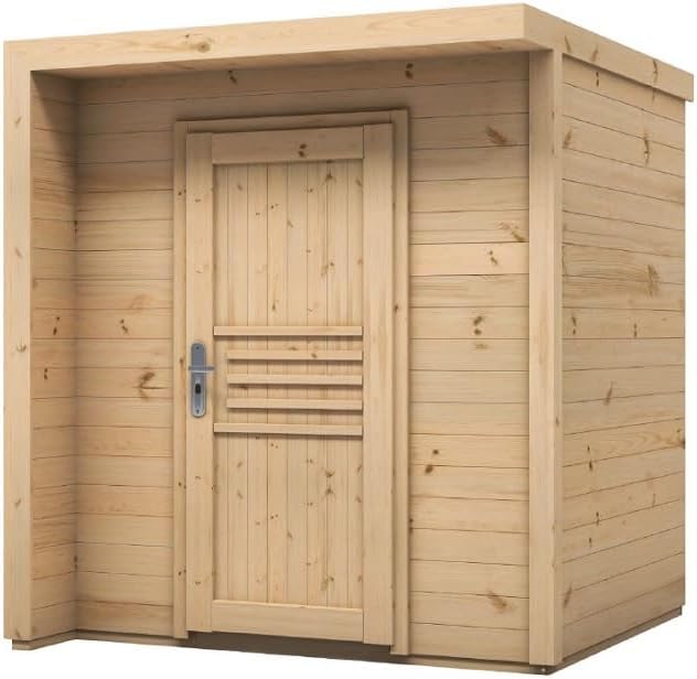 Alpholz Gartenhaus Bratek aus Massiv-Holz, Gerätehaus mit 19 mm Wandstärke, Garten Holzhaus inklusive Montagematerial, Geräteschuppen Größe: 202 x 168 cm, Flachdach