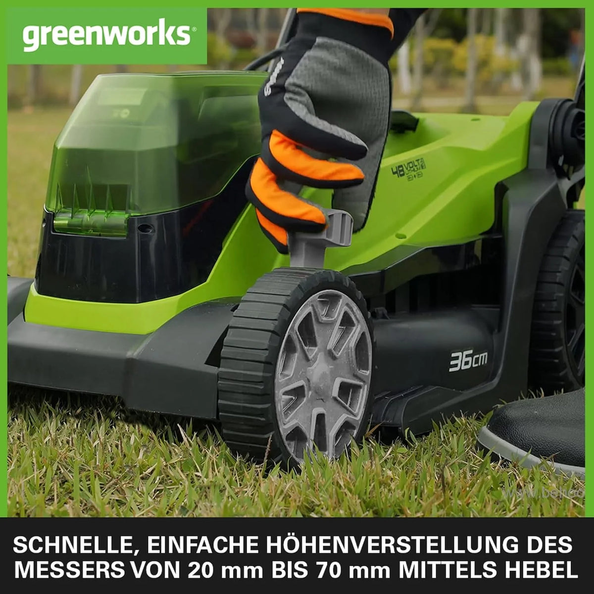 Greenworks 48V (2x24V) Selbstfahrender Akku Rasenmher für groe Flchen bis zu 480m, 46cm Schnittbreite, 55L Sack PLUS zwei 4Ah-Akkus und Doppelladegert GD24X2LM46SPK4X