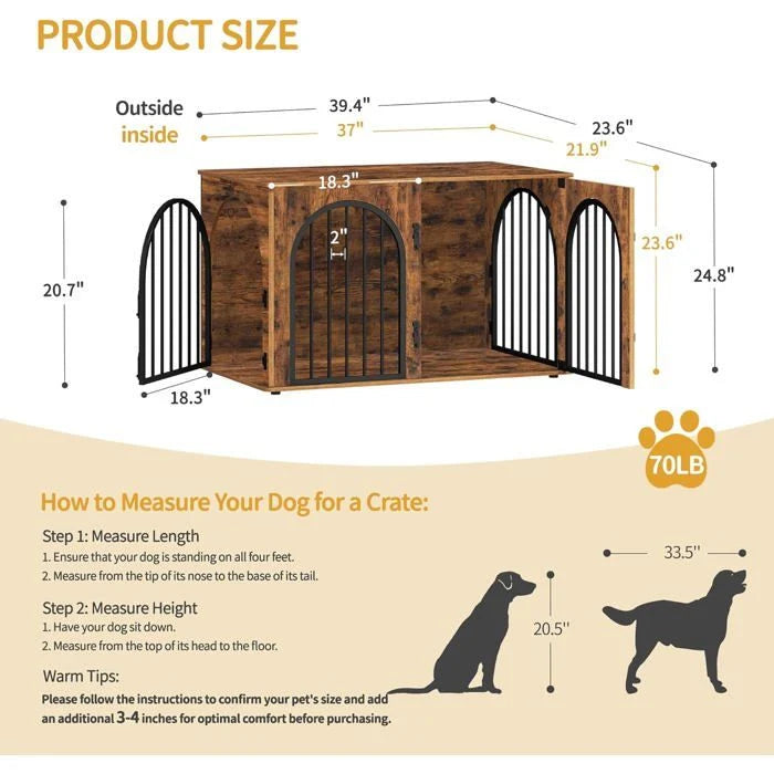 100cm Cage pour Chiens,Cage Chien de Taille Moyenne, Maisonnette pour Animaux,3 Portes, Porte arquée, 60 x 100 x 63 cm,Ivoire Clair