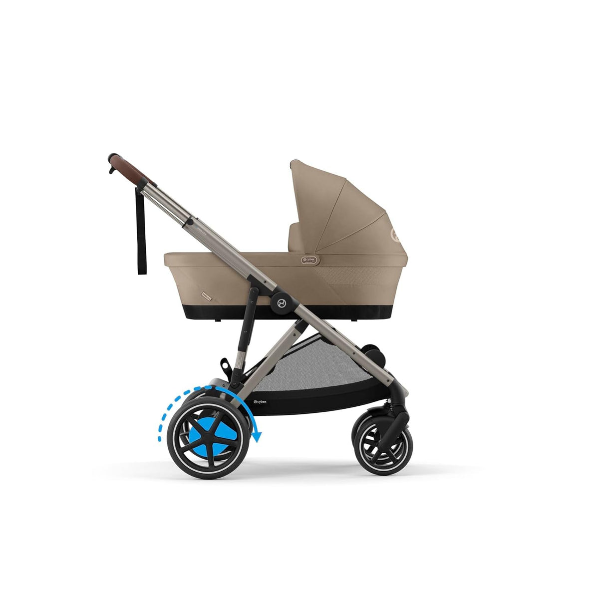 CYBEX Gold Kinderwagen e-GAZELLE S, Ab Geburt bis ca. 4 Jahre, Max. 22 kg (Single-Modus) / 2x 22 kg (Duo-Modus), All-in-1-System mit E-Antrieb und 20+ Konfigurationen, Moon Black