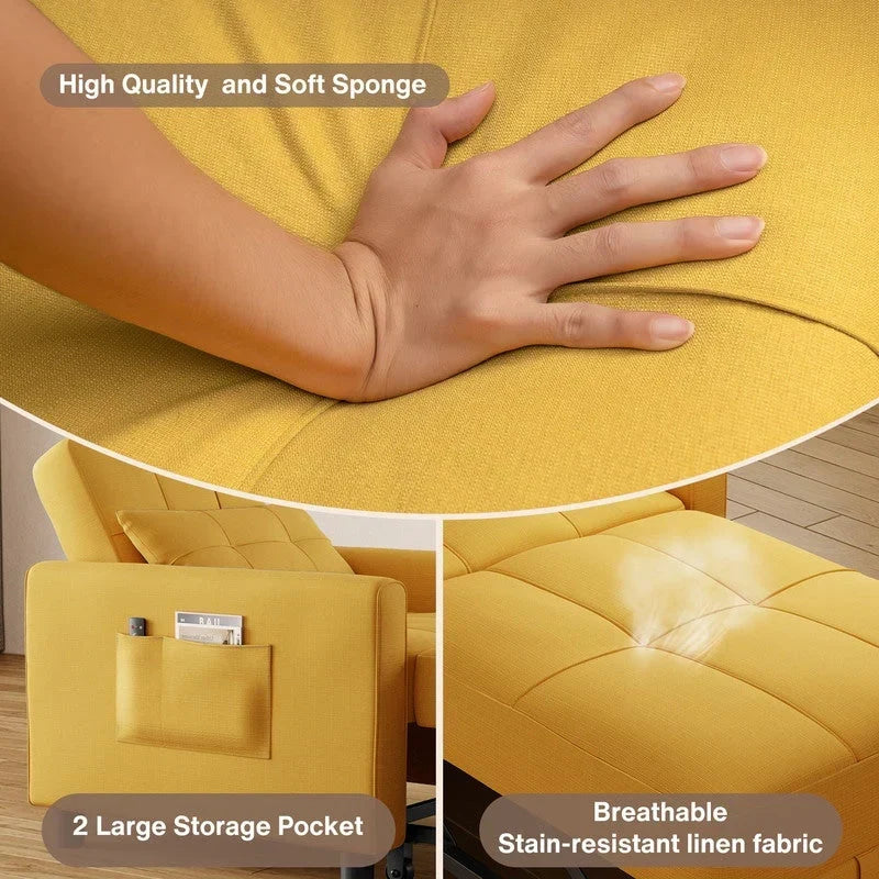 3-in-1 Adjustable Sleeper Sofa Bed, Pull Out Chair Sofa, Convertible Folding Bed for Living Room