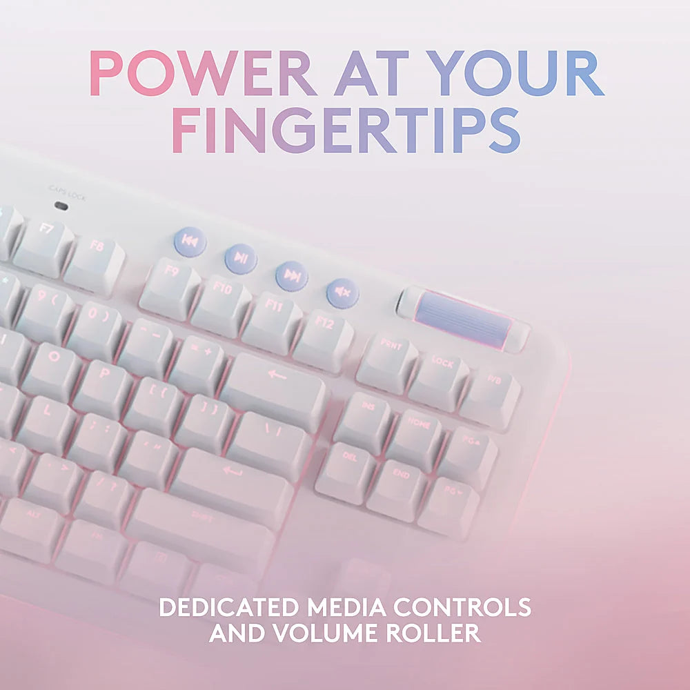 Logitech - G713 Colección Aurora TKL Teclado Mecánico para Juegos con Cable con Interruptores Lineales para PC/Mac con Reposamuñecas Incluido - Blanco Niebla