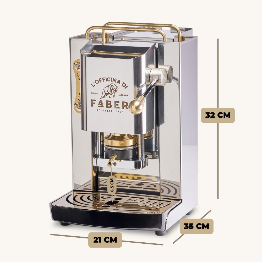 Faber PRO Total Deluxe Kaffeemaschine aus Messing, 44 mm Ese Papier, 1.3 liters, (Weiß)