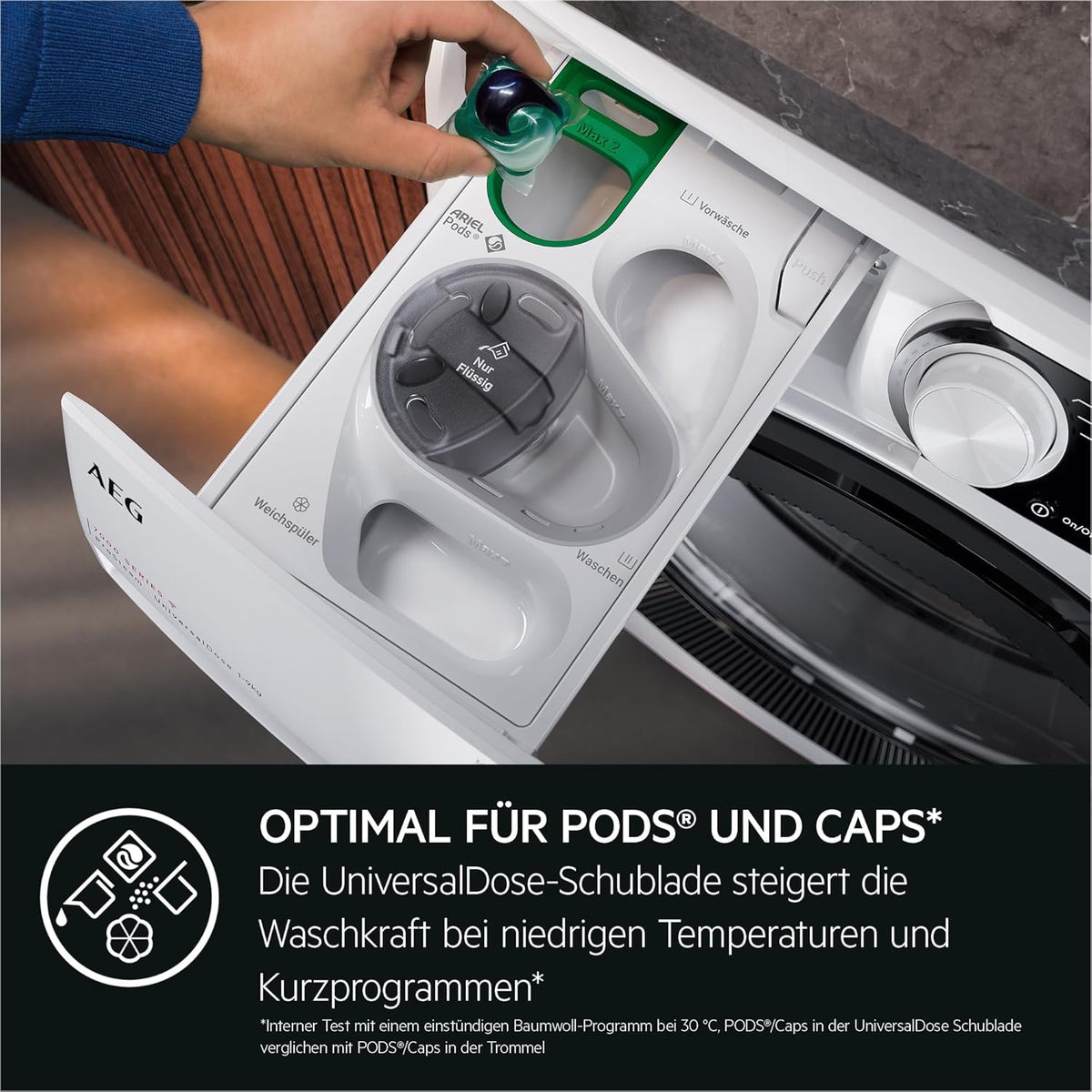 AEG L7WBA60680 Waschtrockner / DualSense - schonende Pflege / 8 kg Waschen / 5 kg Trocknen / D / energiesparend / Mengenautomatik / Nachlegefunktion / ProSteam - Auffrischfunktion / 1600 U/min Weiß