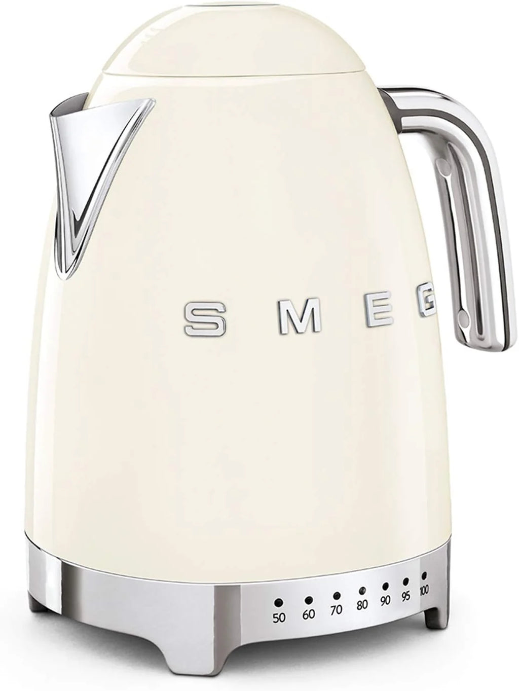 Smeg, Bouilloire à Température Variable KLF04CREU 1,7 L, Plusieurs Température, Filtre Anticalcaire Lavable, Arrêt Automatique de Sécurité, Indicateur de Niveau d'Eau, Enrouleur de Câble, 2400W, Crème