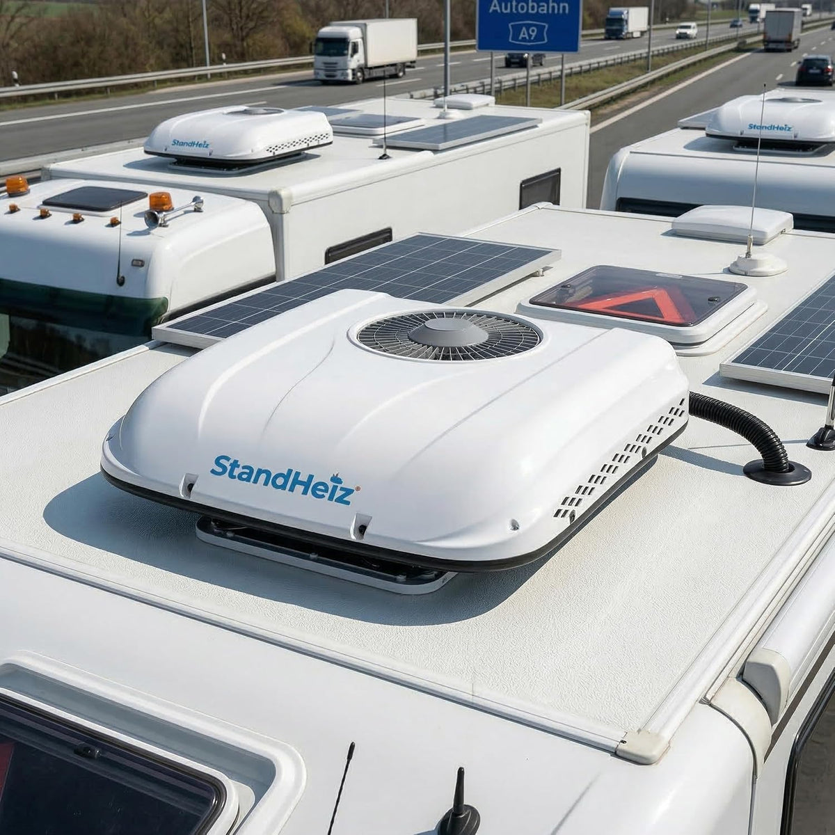 Dachklimaanlage, Standklimaanlage 12V 1800W StandHeiz Kühlleistung, Elektrisch, R134a Vorbefüllt – Kompakte Klimaanlage für Bagger, Traktor & LKW – 750W, 60dB Leise