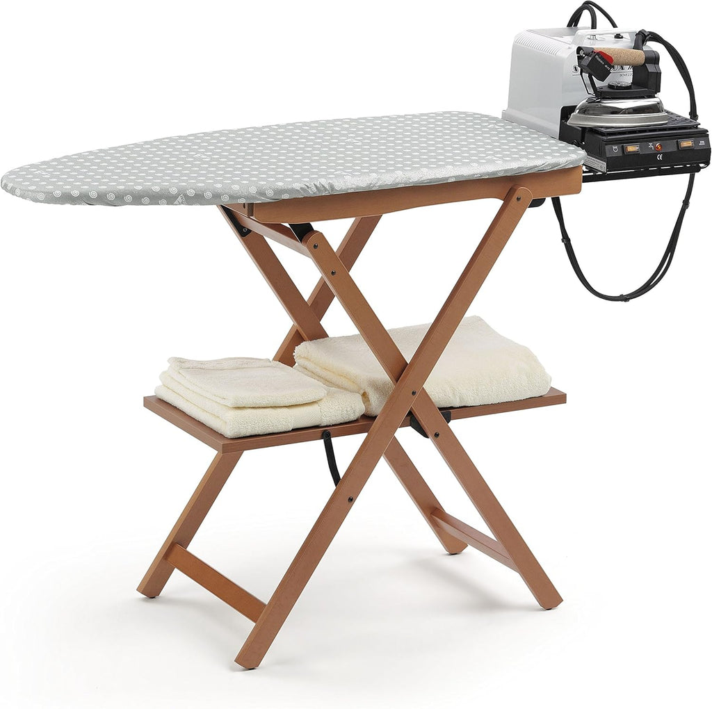 Klappbarer Bügeltisch, 622 ASTIR, Buche massiv, kirschbaumfarbig, Nicht höhenverstellbar, 135 x 45 x h87 cm - Arredamenti Italia AR_IT Il Cuore del Legno