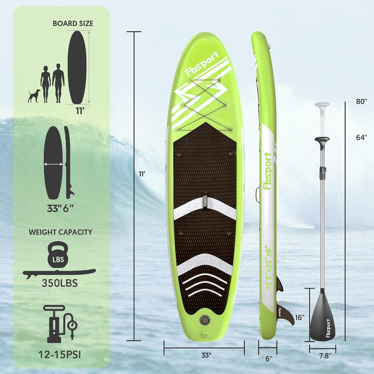 Premium-Stand-Up-Paddle-Board, Yoga-Board mit strapazierfähigem SUP-Zubehör und Tragetasche | Breiter Stand, Surf-Kontrolle, rutschfestes Deck, Leine, Paddel und Pumpe für Jugendliche und Erwachsene