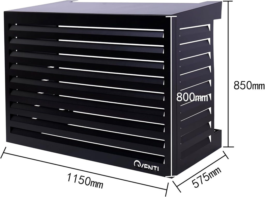 Qventi Abdeckung für Klimaanlage - Anthrazit/Grau - Aluminium - Schutzgitter - Verkleidung - Einfache Montage - Größe S - Außenmaße (LxBxH): 100 x 50 x 75 cm