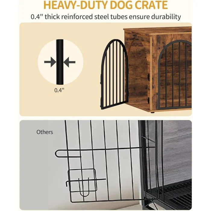 100cm Cage pour Chiens,Cage Chien de Taille Moyenne, Maisonnette pour Animaux,3 Portes, Porte arquée, 60 x 100 x 63 cm,Ivoire Clair