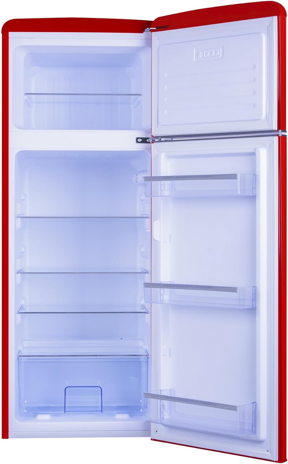 Amica KGC 15632 T Retro Kühl-/Gefrierkombination / Ice Blue (Türkis) / 144cm (H) x 55cm (B) x 62cm (T) / Retro-Design / Kühlschrank mit Gefrierfach