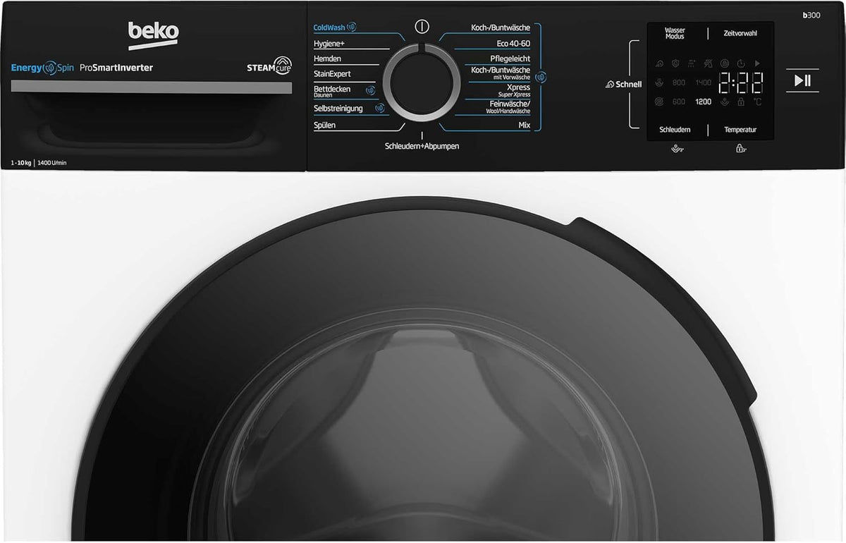 Beko WMC81464ST1 Waschmaschine, Bluetooth, 8 kg, ProSmart Inverter Motor, Dampffunktion, Pet Hair Removal, Watersafe+, Weiß