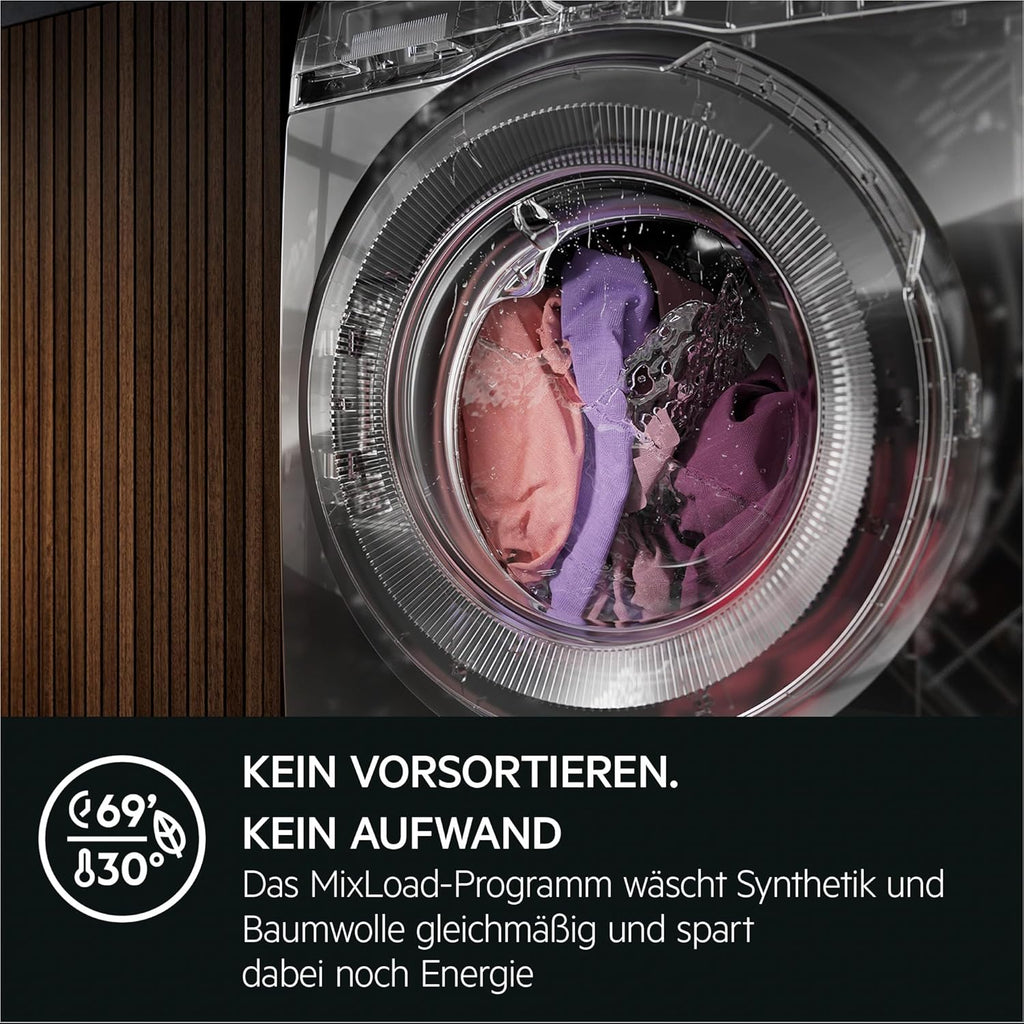 AEG Waschmaschine, Serie 7000 ProSteam: Auffrischfunktion mit Dampf statt Waschen, 10 kg, Leise, Mengenautomatik, A-40%, Energieeffizient, Wasserstopp, 1600 U/min, LR7EW75400