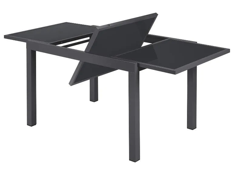 Alu-Set »Houston«, 9-teilig - Ausziehtisch & 8 Hochlehner, grau