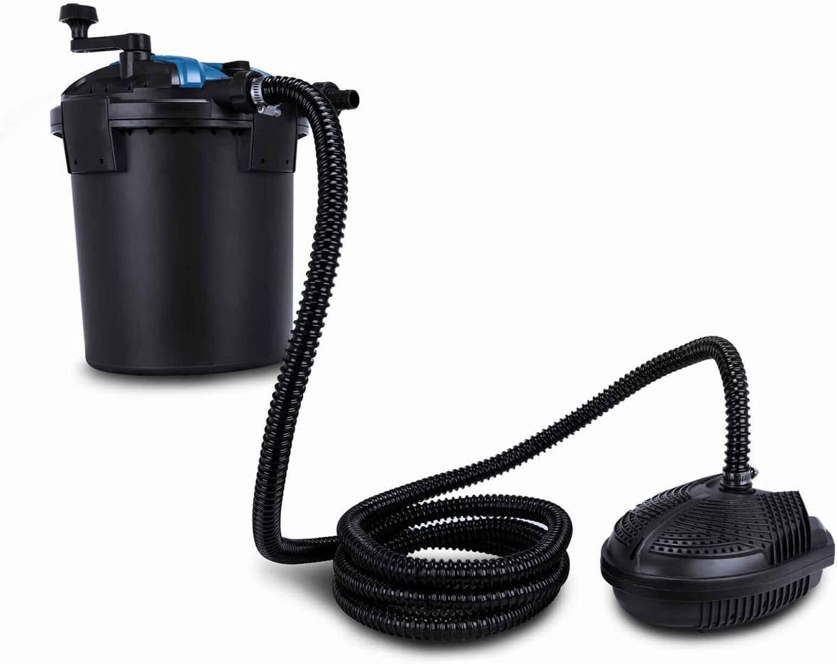 Scheppach Teichdruckfilter Komplettset PFS8000 | für Teiche bis 8000 Liter | Fördermenge 4000 L/h | 11 W UV-C Klärer mit Spin Clean | int. Schmutzanzeige | 9,5L Tank | Teichfilter Druckteichfilter