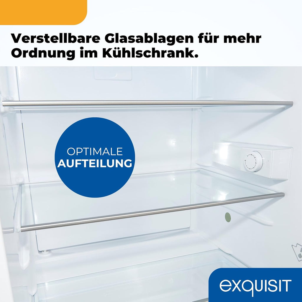 Exquisit Kühlschrank ohne Gefrierfach, 133 Liter, Vollraumkühlschrank freistehend, Türanschlag Wechselbar, KS516-V-H-010D weiss