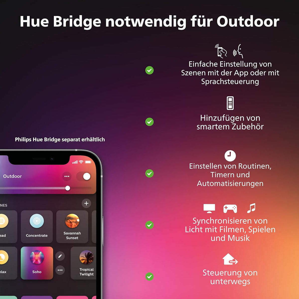 Philips Hue White & Color Ambiance Lily Gartenspot [nur Erweiterung], erfordert Hue Bridge + Base Kit (separat erhältlich), funktioniert mit Alexa, Google Assistant und Apple Homekit