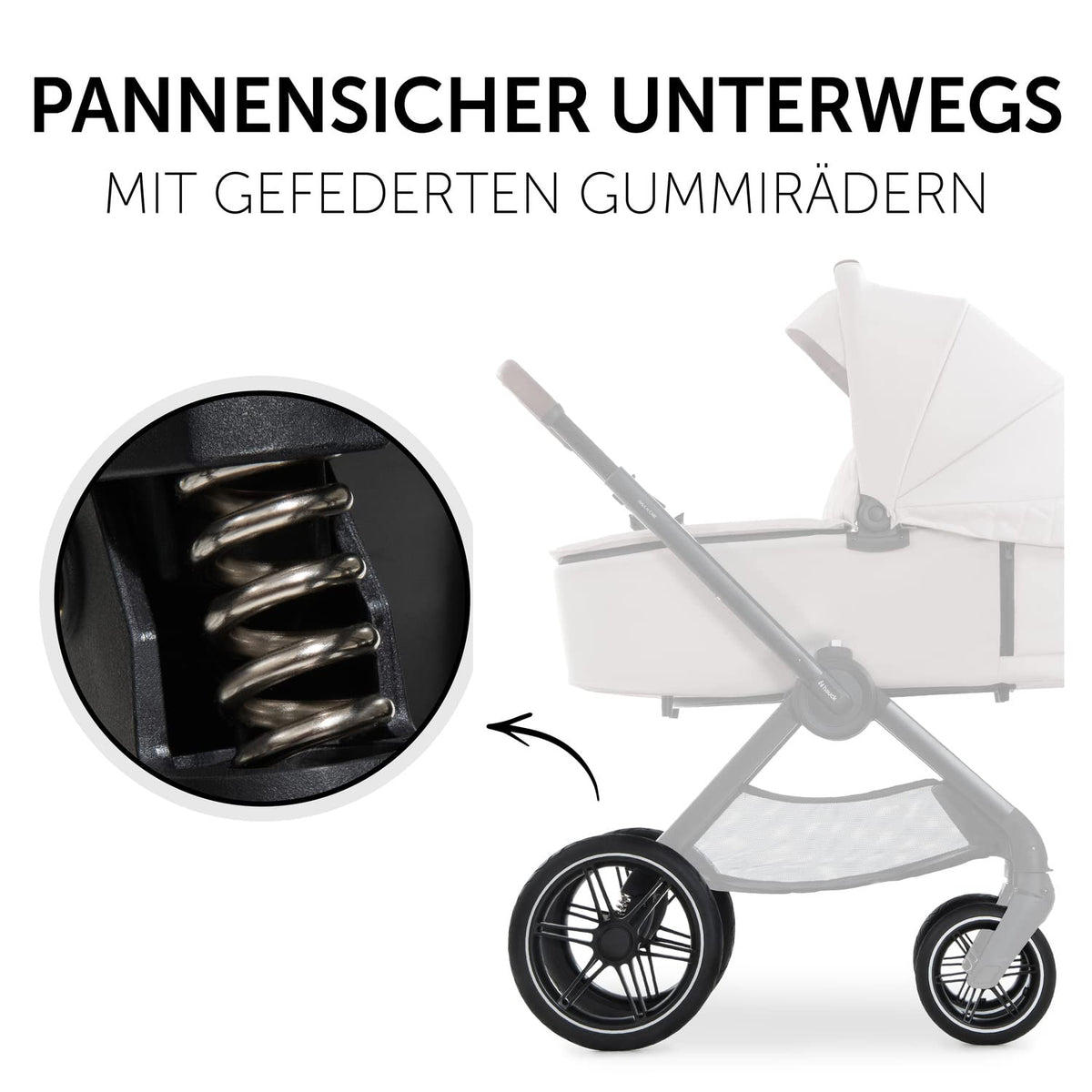 hauck 2in1 Kinderwagen mit Gummireifen Walk N Care Set ab Geburt bis 22 kg + 3 kg Korb, Wanne mit Memory-Knöpfen, Sitz mit Liegefunktion Wendbar Höhenverstellbar, Teleskopgriff, UPF 50+ (Beige)
