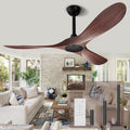 Biukis 152 cm Deckenventilator mit Fernbedienung, 6 Geschwindigkeitsstufen, reversibler DC-Motor für ganzjährige Nutzung, geeignet für Außenbereich, Garten, Wohnzimmer, Schlafzimmer – Walnuss