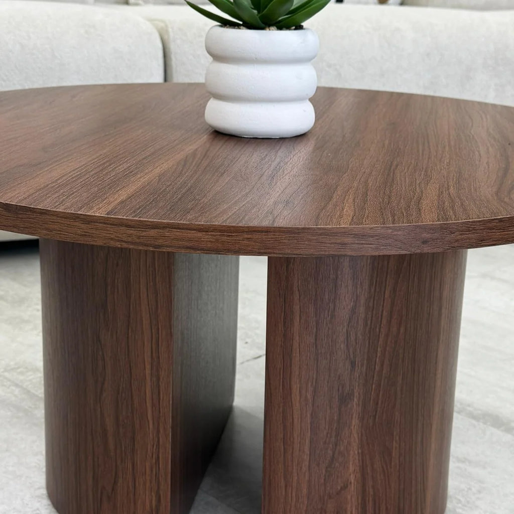 Table Basse Ronde Noyer 80 cm