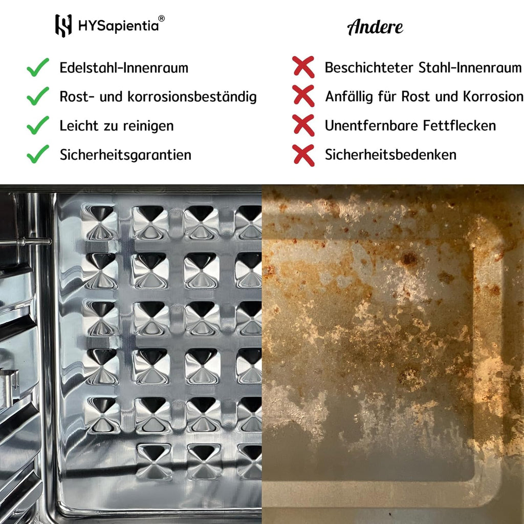 HYSapientia® 24L Heißluftfritteuse xxl，minibackofen mit umluft 1800W,mini backofen camping grill umluft mit kochplatten,heißluftofen 10 Programme,pizzaofen,Airfryer xxl
