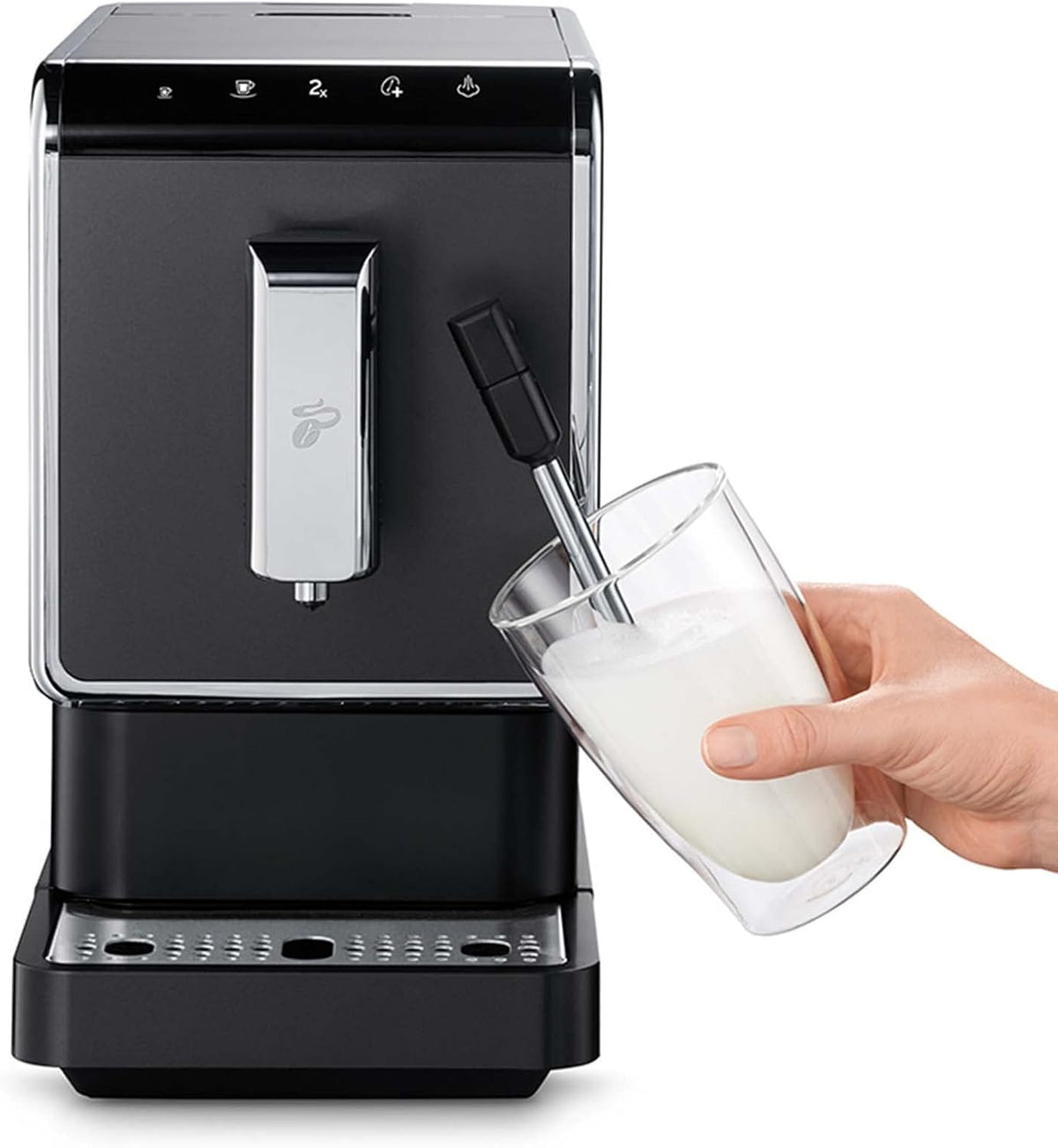 Tchibo Kaffeevollautomat Esperto Latte mit Milchaufschäumfunktion für Caffè Crema, Espresso und Milchspezialitäten, Anthrazit