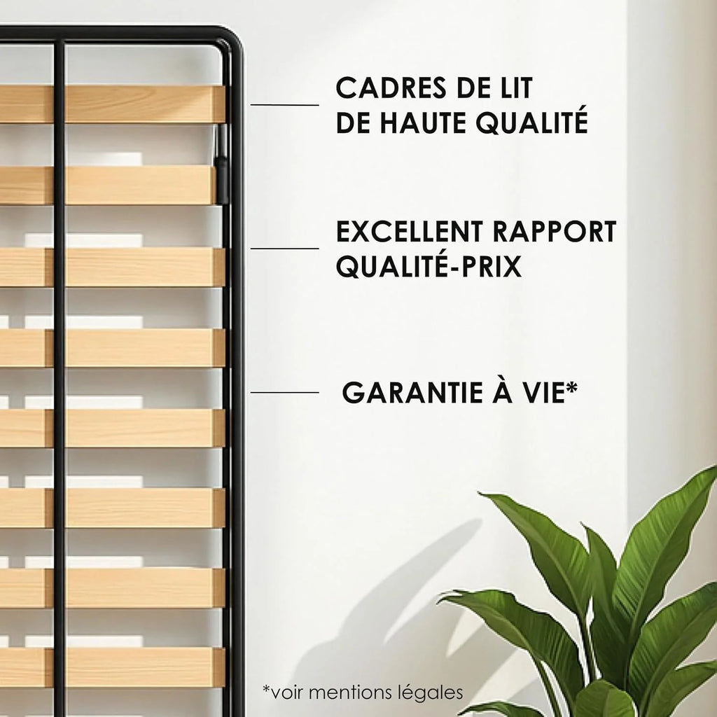 Lit Escamotable 2 Personnes - 140cm x 200cm - Lit Mural Rabattable - Vertical - Classique