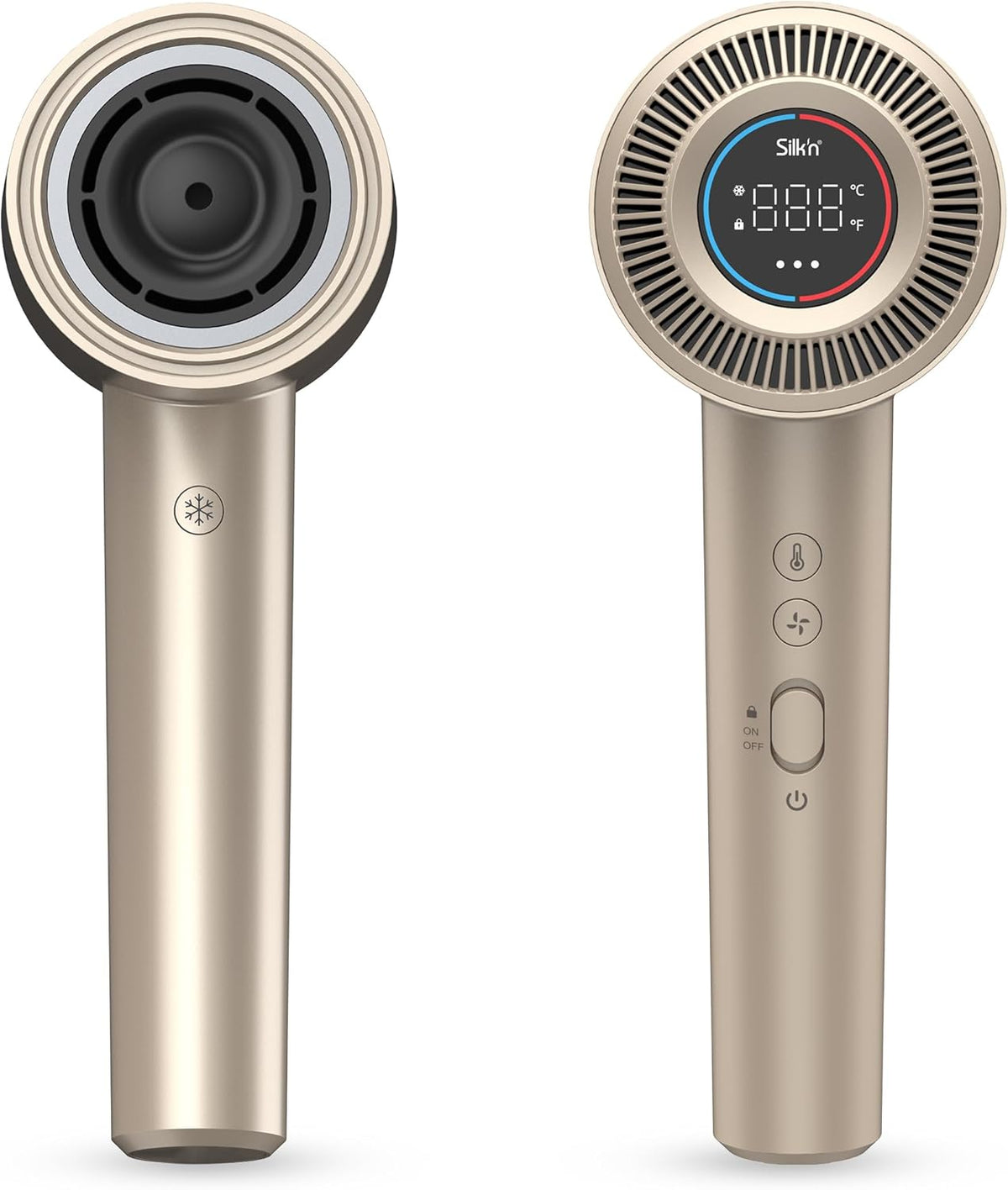 Silk'n Haartrockner I SilkyAir Pro HDB003 I Premium Föhn mit bürstenlosem Motor und Wasser-Ionen-Technologie I 3 Aufsätzen, hitzebeständiger Matte und Reiseetui, 1600 W, Champagner