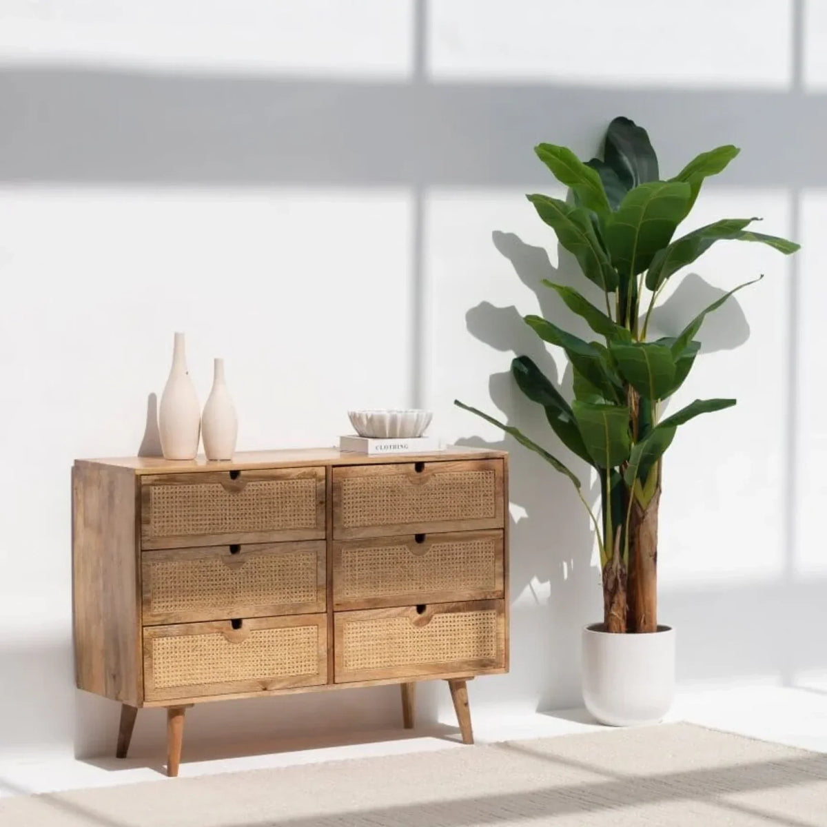 Vienna Six Drawers Rattan Sideboard