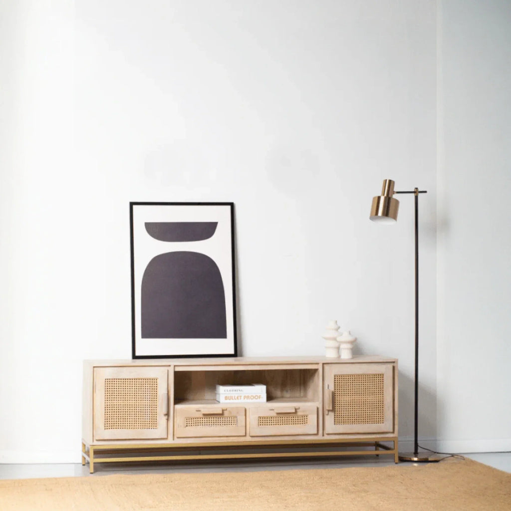 Nismaaya Summer Rattan Doors & Drawers TV Unit | Nismaaya Summer Rattan Doors & Drawers Console Table