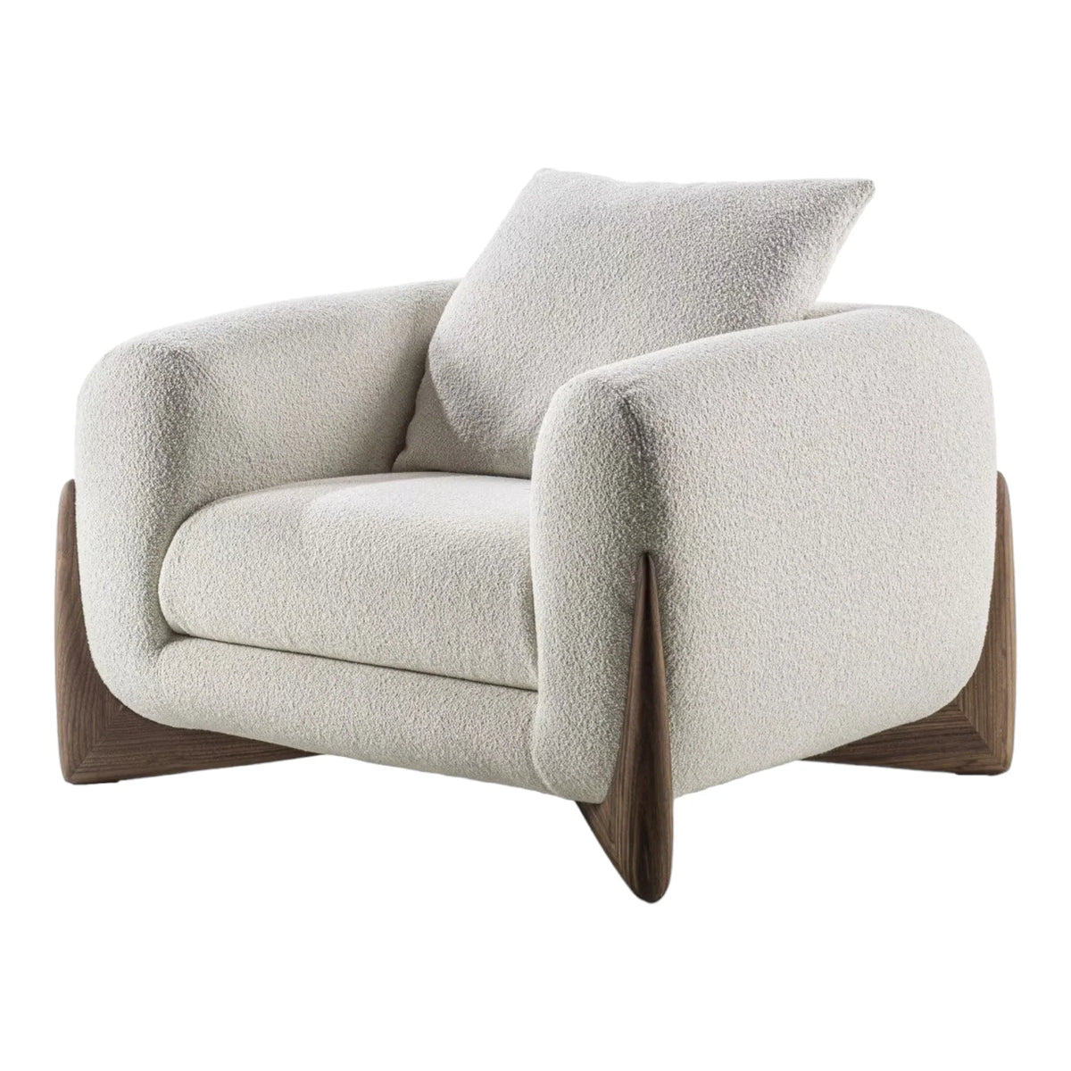EDER 1 SEATER BOUCLE & WALNUT WOOD SOFA