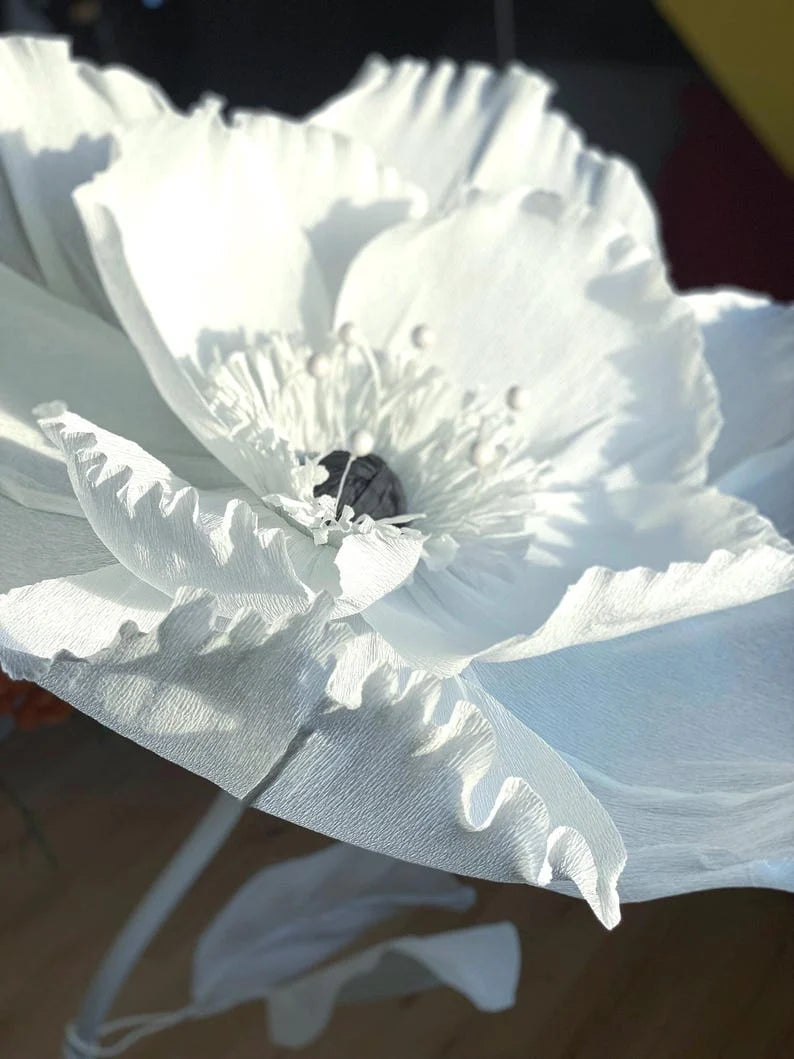 Amapola gigante de papel crepé, 1,8 m, decoración para bodas