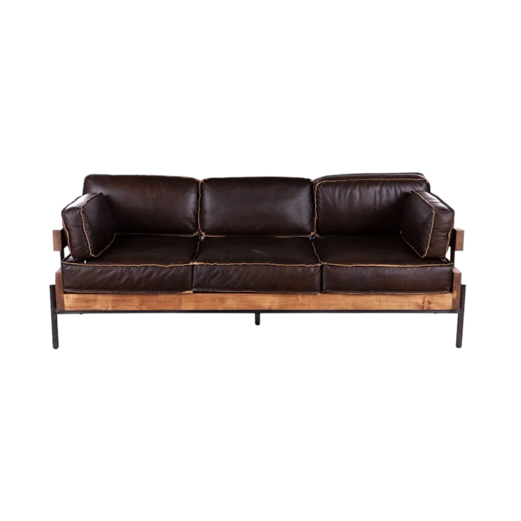 Aerlene 3 Seater Leather Sofa Brown