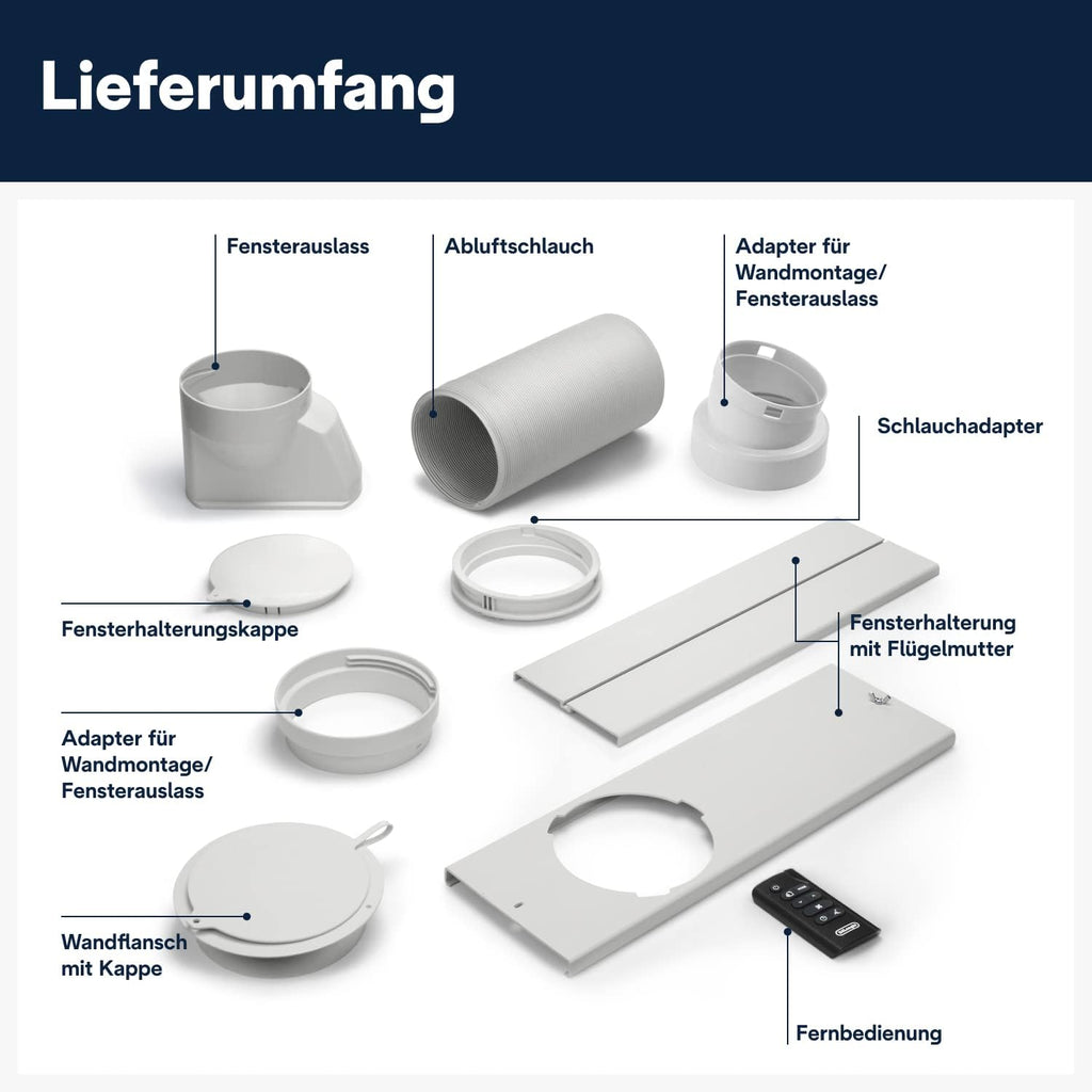 De'Longhi Pinguino PAC EM82, Mobile Klimaanlage für Rume bis zu 80 m, 9.400 BTU, 2,4 kW, 63 dB, Entfeuchtungsfunktion, Energieklasse A, 24h-Timer, Wei