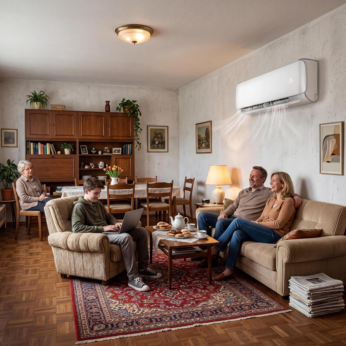 Garvee Klimaanlage Split mit App-Steuerung, 9000 BTU/h Kühlleistung (2600W), sehr leiser Betrieb, Energieeffizienz A++, inkl. Fernbedienung, Timer, Kältemittel R32, komplett mit Montagematerial, weiß