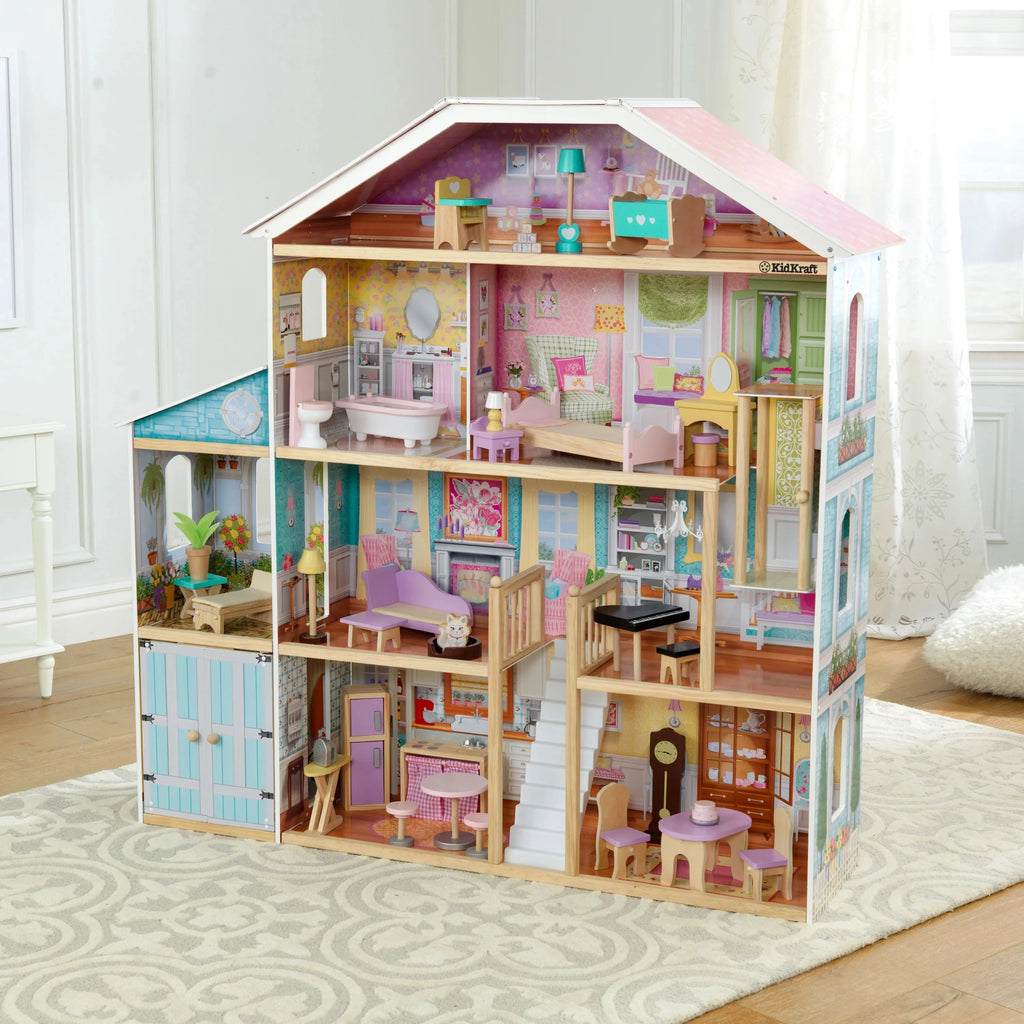 Casa de Muñecas de Madera KidKraft Grand View Mansion con 34 Accesorios, A partir de 3 años