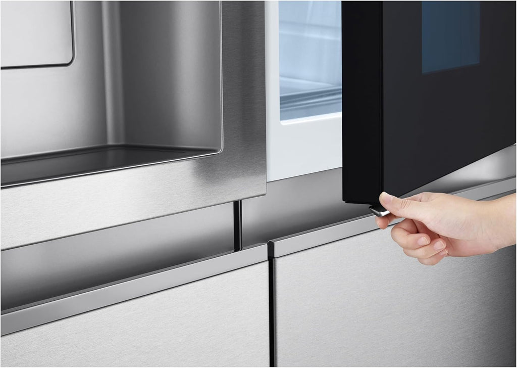 LG GSGV81PYLL Side by Side Kühlschrank, Klasse E, 635 L, Instaview, Kühlschrank mit Gefrierfach, Eis-, Crushed Ice- Wasserspender, Total NoFrost, Smart Inverter Kompressor, Wi-Fi
