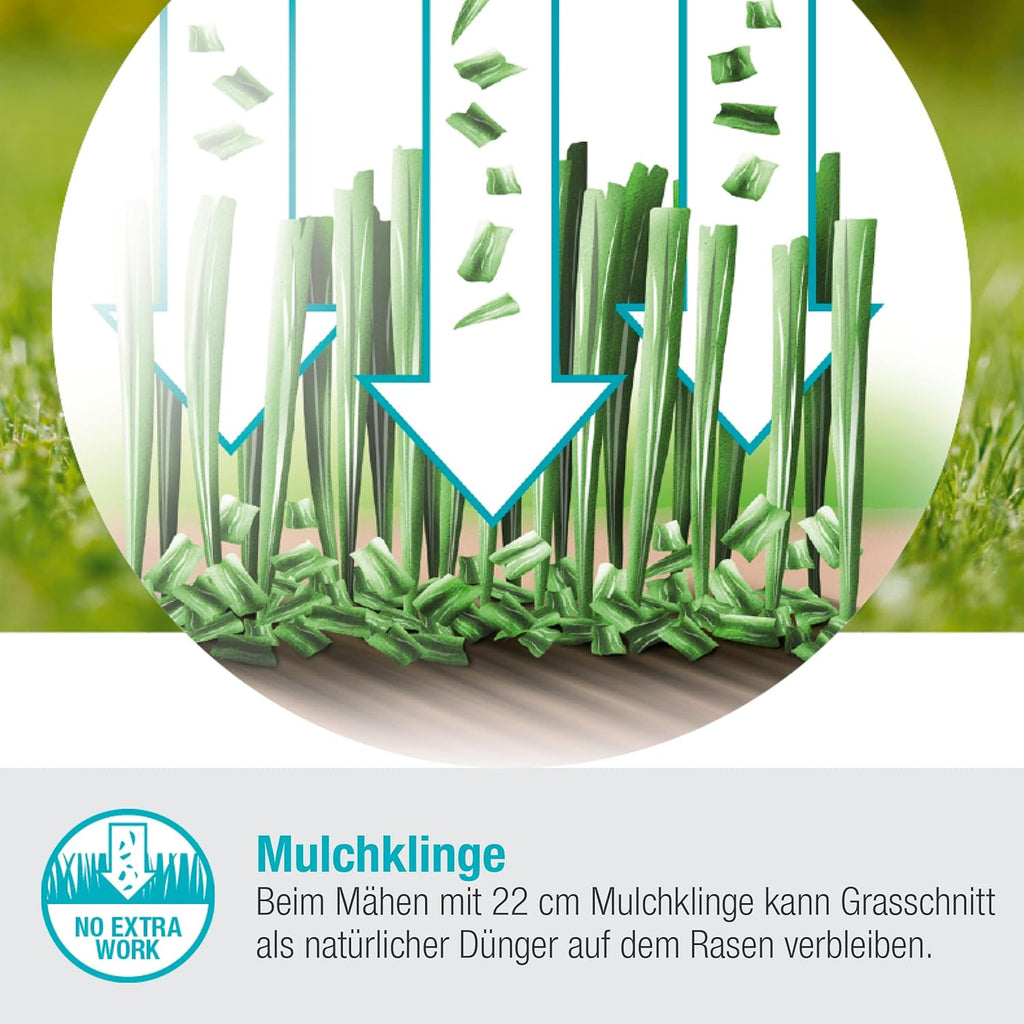 Gardena Akku-Rasenmäher HandyMower 22/18V P4A Ready-To-Use Set: Handrasenmäher, für Rasenflächen bis zu 50 m², Schnitthöhenverstellbar, inkl. 18V P4A Akku (14620-20)