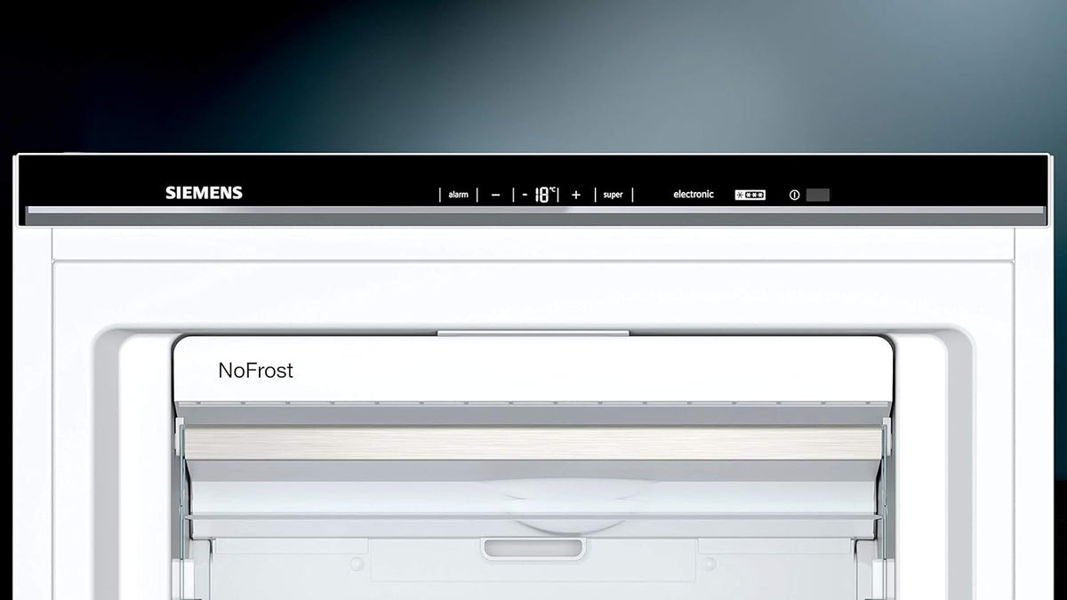 Siemens GS54NAWCV iQ500 Gefrierschrank, 176 x 70 cm, 327 L, noFrost nie wieder abtauen, bigBox Platz für großes Gefriergut, varioZone flexible Glas-und Schubladen, Weiß