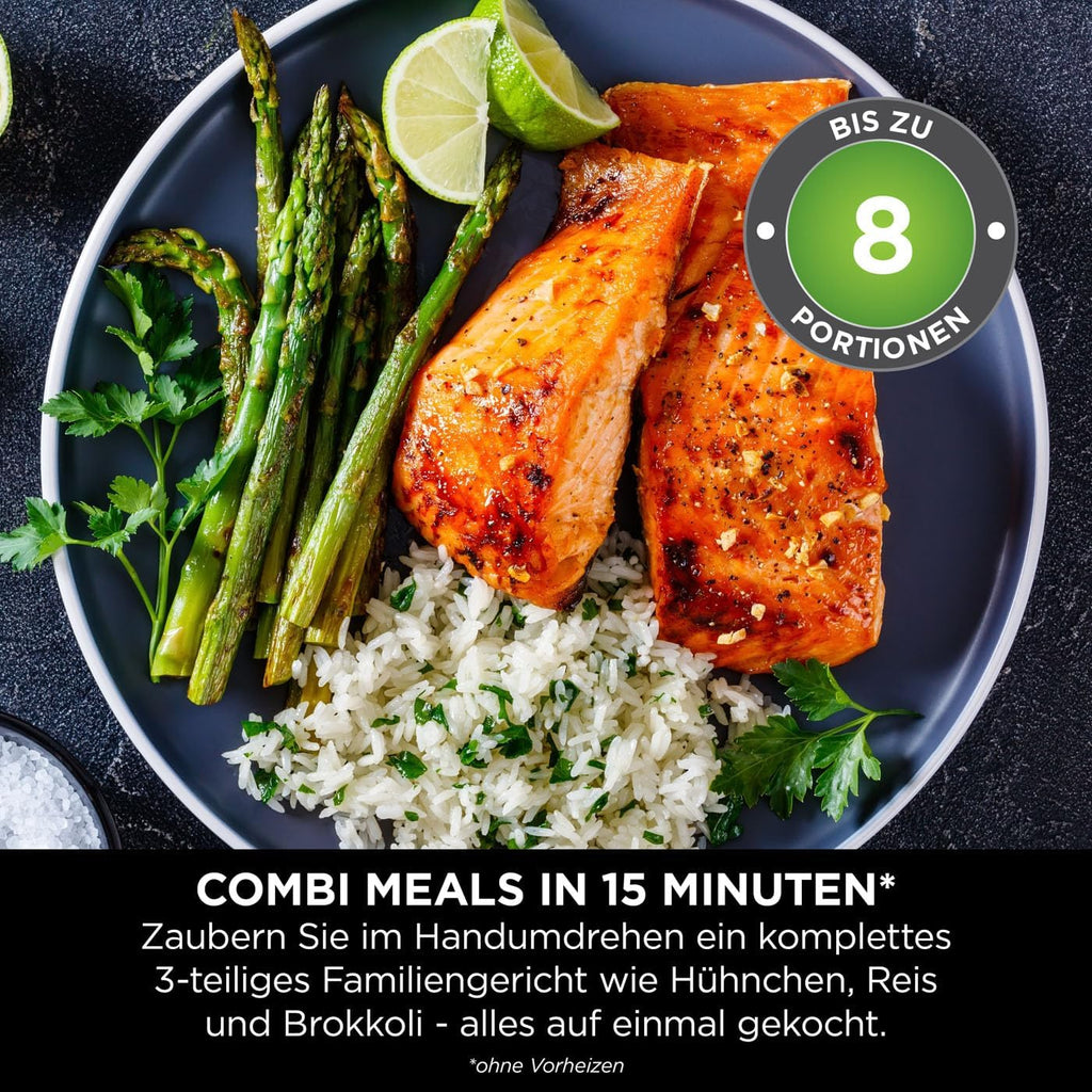 Ninja Combi 12-in-1 Multikocher, Ofen & Heißluftfritteuse, 12 Kochfunktionen, Air Fryer & Grillen Zubereitung in 15 Min*, mit Backblech, Pfanne, Crisper Gittereinsatz, Rezeptanleitung, Grau, SFP700EU.
