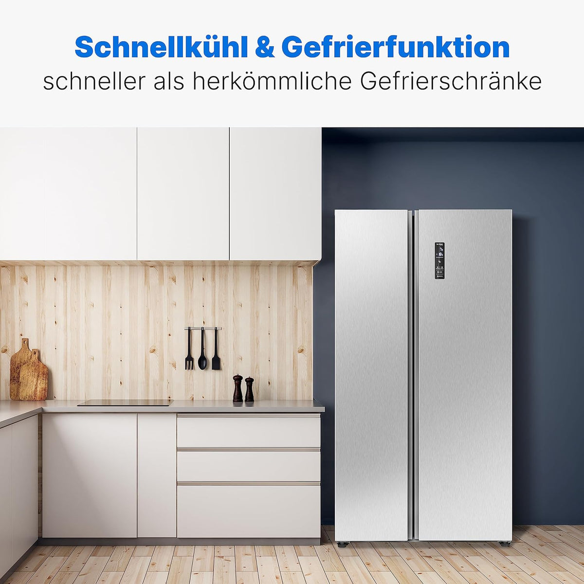 Bomann® Side by Side Kühl Gefrierkombination | No Frost | 442L Inhalt | Kühlschrank mit Gefrierfach | Kühlschrank mit MultiAirflow-Technologie | Verbrauch 287 kWh/Jahr | SBS 7344 inox