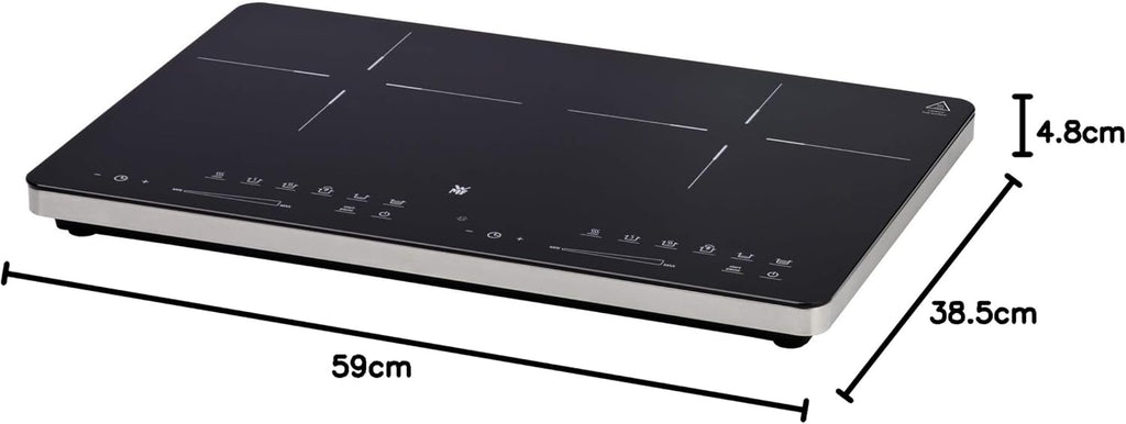 WMF Kult X Doppel- Induktionskochfeld 2 Platten, Kochplatte bis 28 cm, 2 Kochzonen, 8 Stufen, Topferkennung,Touch-Display, Glaskeramik, Timer-Funktion, 3500 W