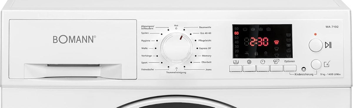 Bomann® Waschmaschine 10kg | max. 1400 U/min | 10 Jahre Motor-Garantie | effizienter, leiser & langlebiger Invertermotor | 15 Programme | Endzeitvorwahl | LED-Display | Washing Machine WA 7110