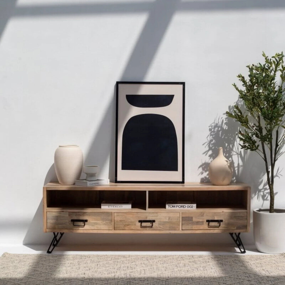 Nismaaya Ryla 3-Drawers Mango Wood TV Unit | Nismaaya Ryla 3-Drawers Mango Wood Console Table
