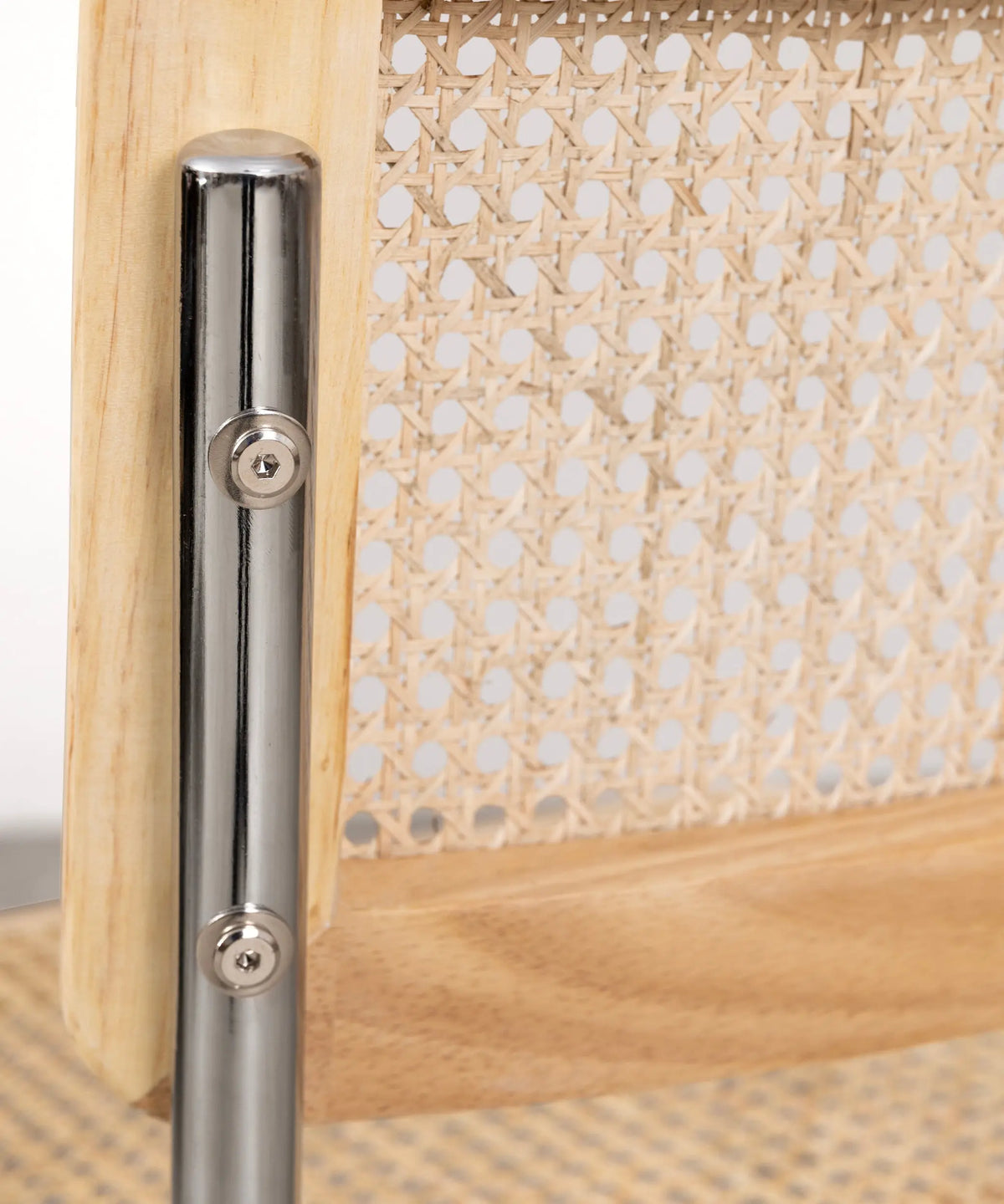 Silla de Comedor de Madera, Ratán y Metal Candy