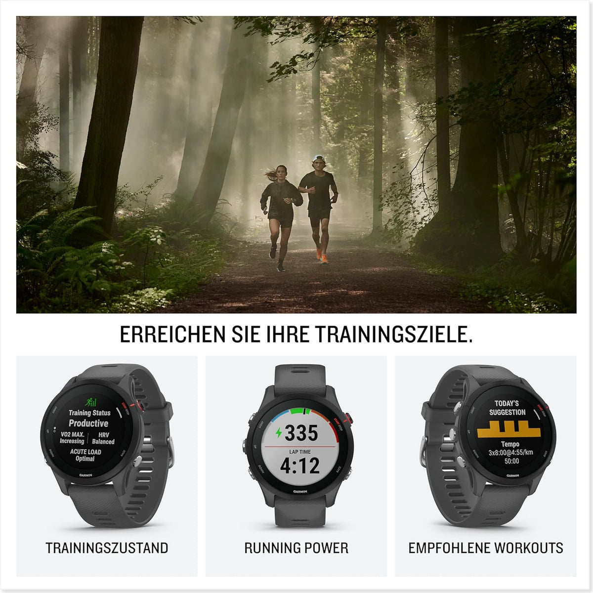 Forerunner 255S – GPS-Laufuhr mit individuellen Trainingsplänen, speziellen Lauffunktionen und detaillierter Trainingsanalyse. 1,1“ Farbdisplay, Akkulaufzeit bis zu 14 Tage, wasserdicht
